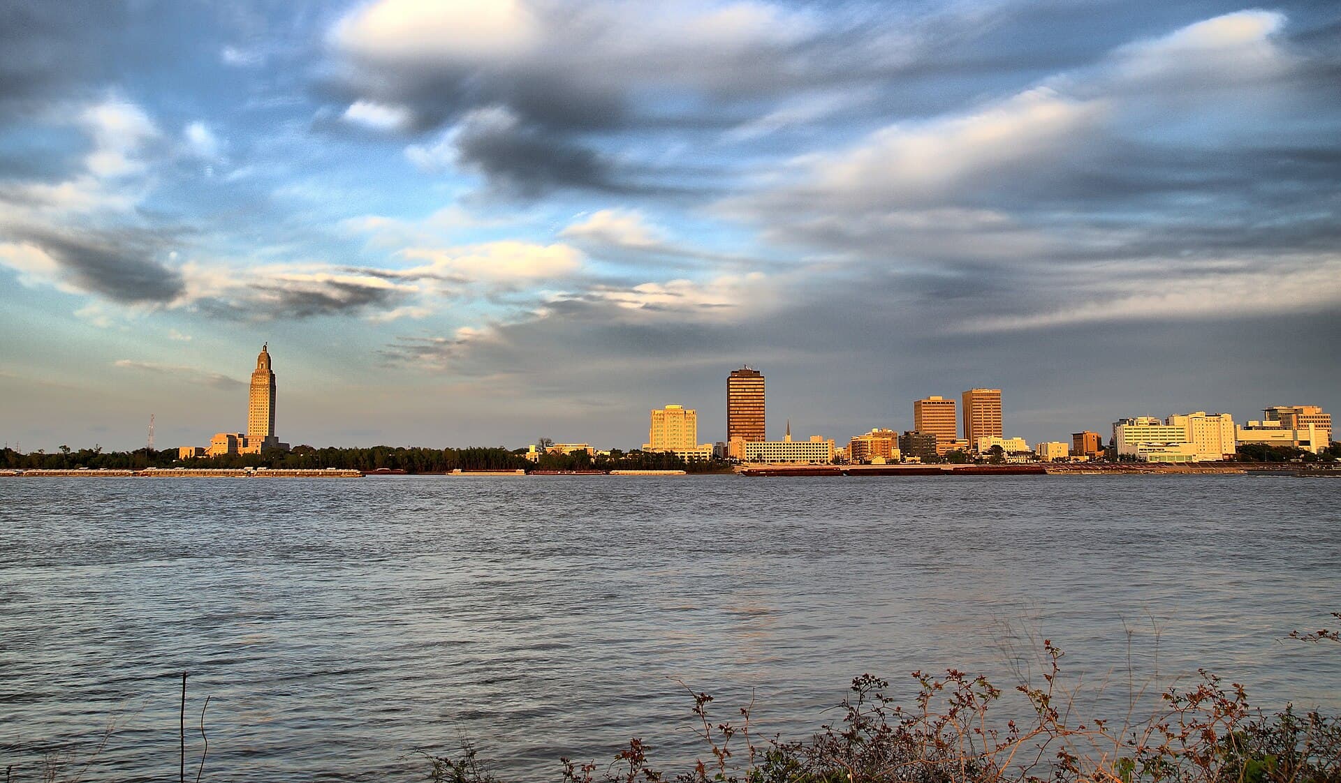 Baton Rouge skyline beside the Mississippi River
